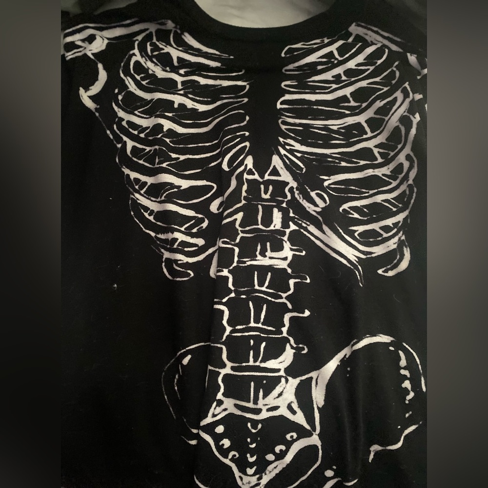 SHEIN Punk Rock Skeleton Alternative Emo T Shirt